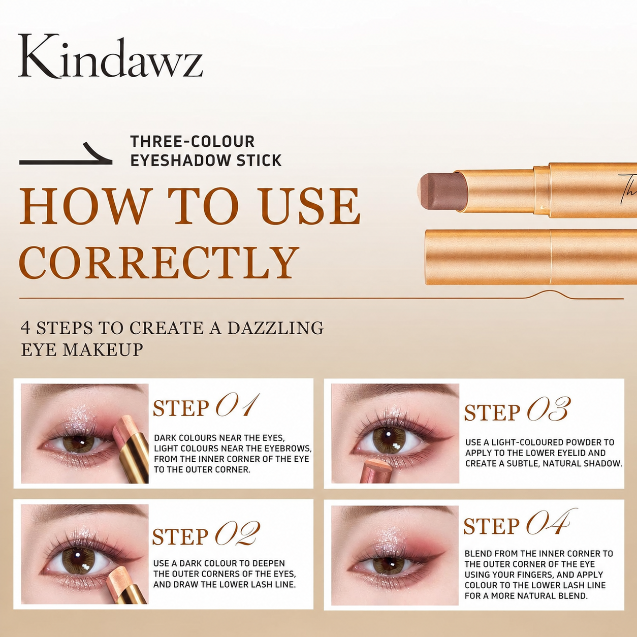 Kindawz® Effortless 3 Color Eyeshadow Stick