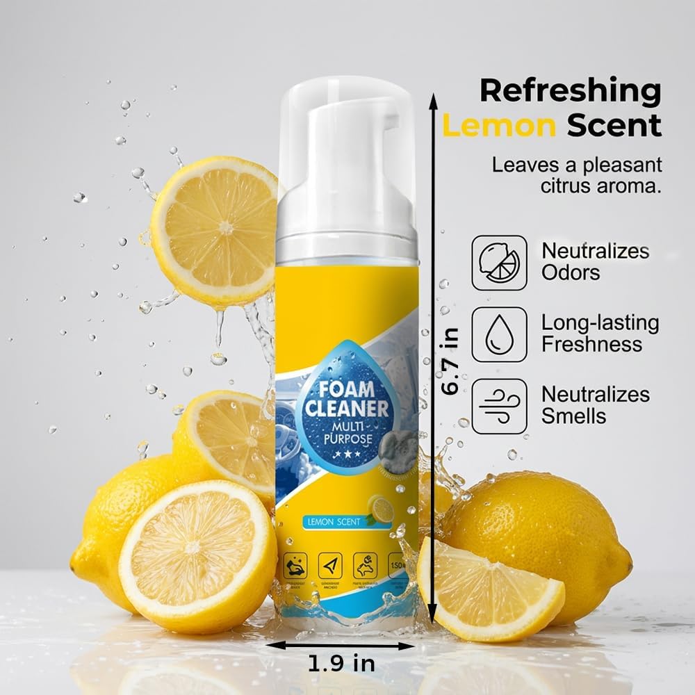 🏆LAST DAY -BUY 2 GET 1 FREE!!🧼✨4-in-1 Multi-Enzyme Premium Lemon Fresh Foam Cleaner