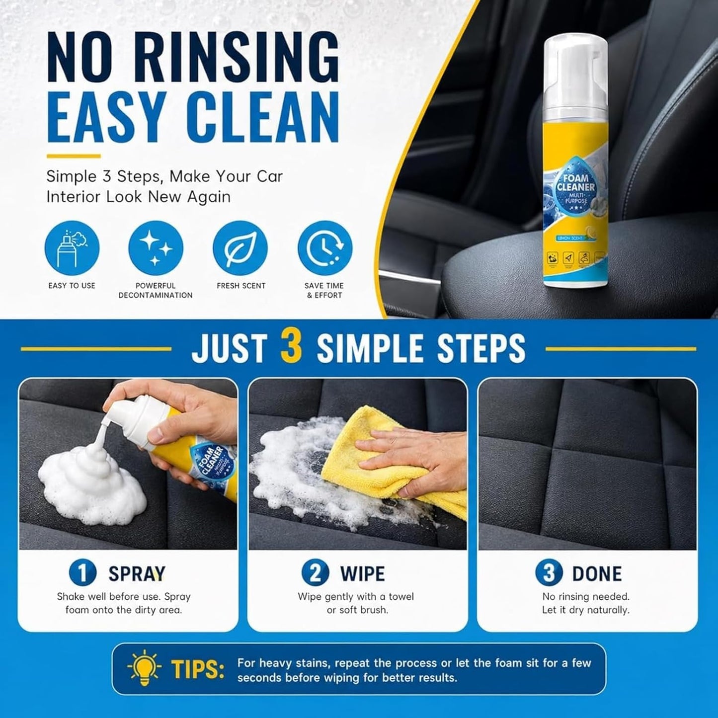 🏆LAST DAY -BUY 2 GET 1 FREE!!🧼✨4-in-1 Multi-Enzyme Premium Lemon Fresh Foam Cleaner