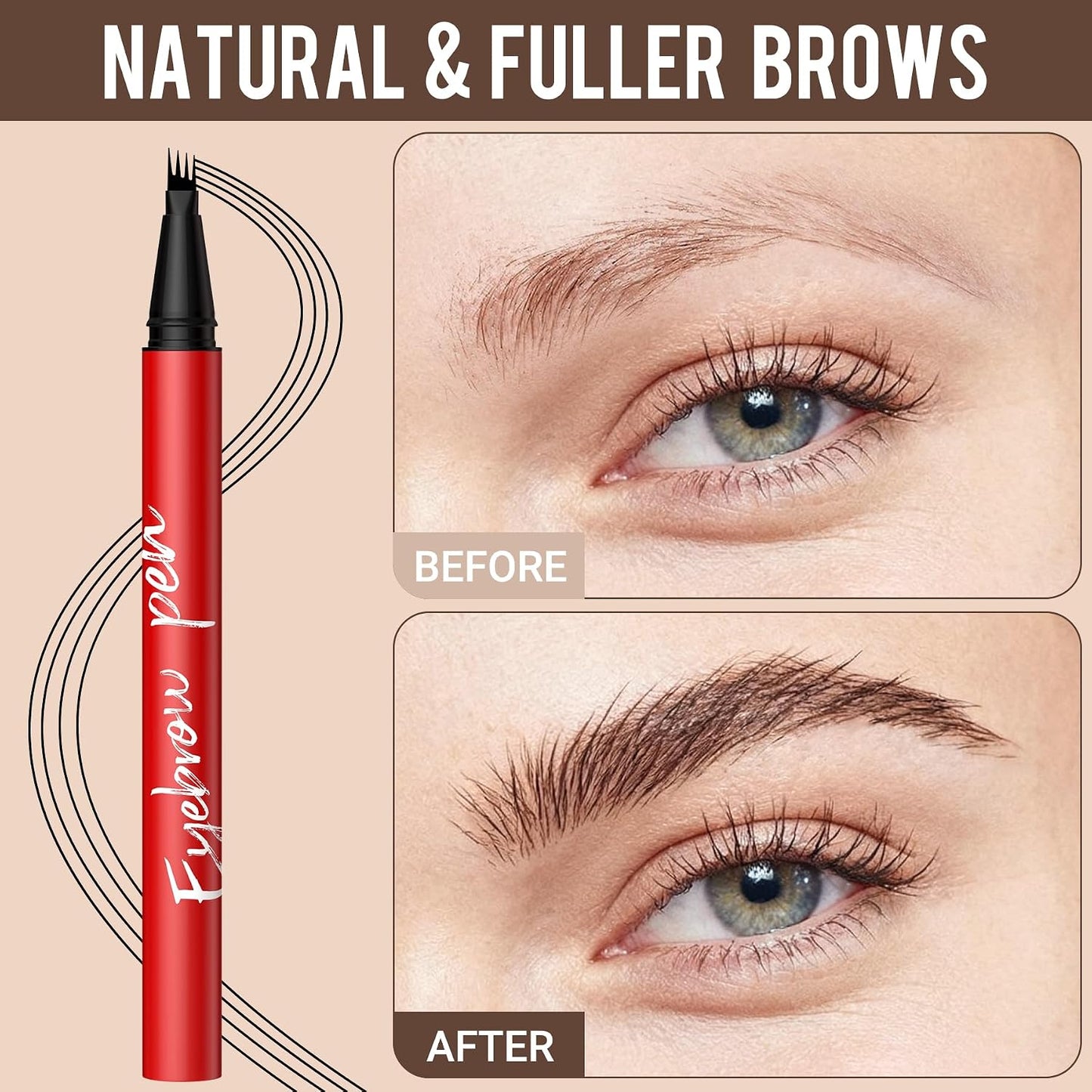 Hair-Like 4-Tip Waterproof Eyebrow Pen (2 Pack)