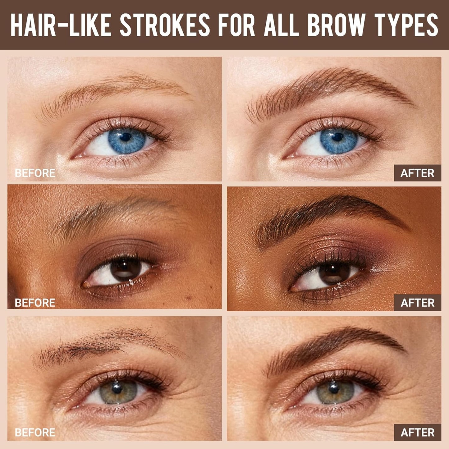 Hair-Like 4-Tip Waterproof Eyebrow Pen (2 Pack)