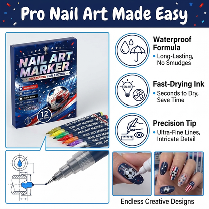 ⚽ Game Day Soccer Nail Art Pens | Paint Team Colors In Seconds