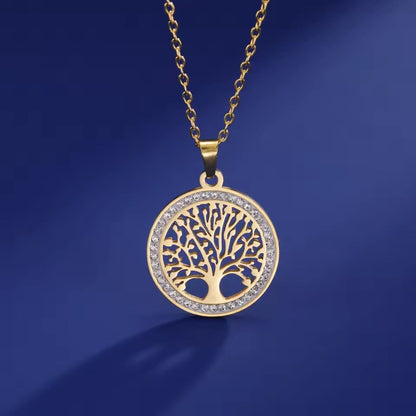 Transparent zircon round pendant circular necklace
