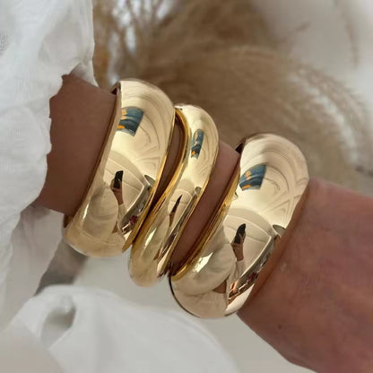  Exaggerated Smooth Irregular Wide Spring Bangles for Women