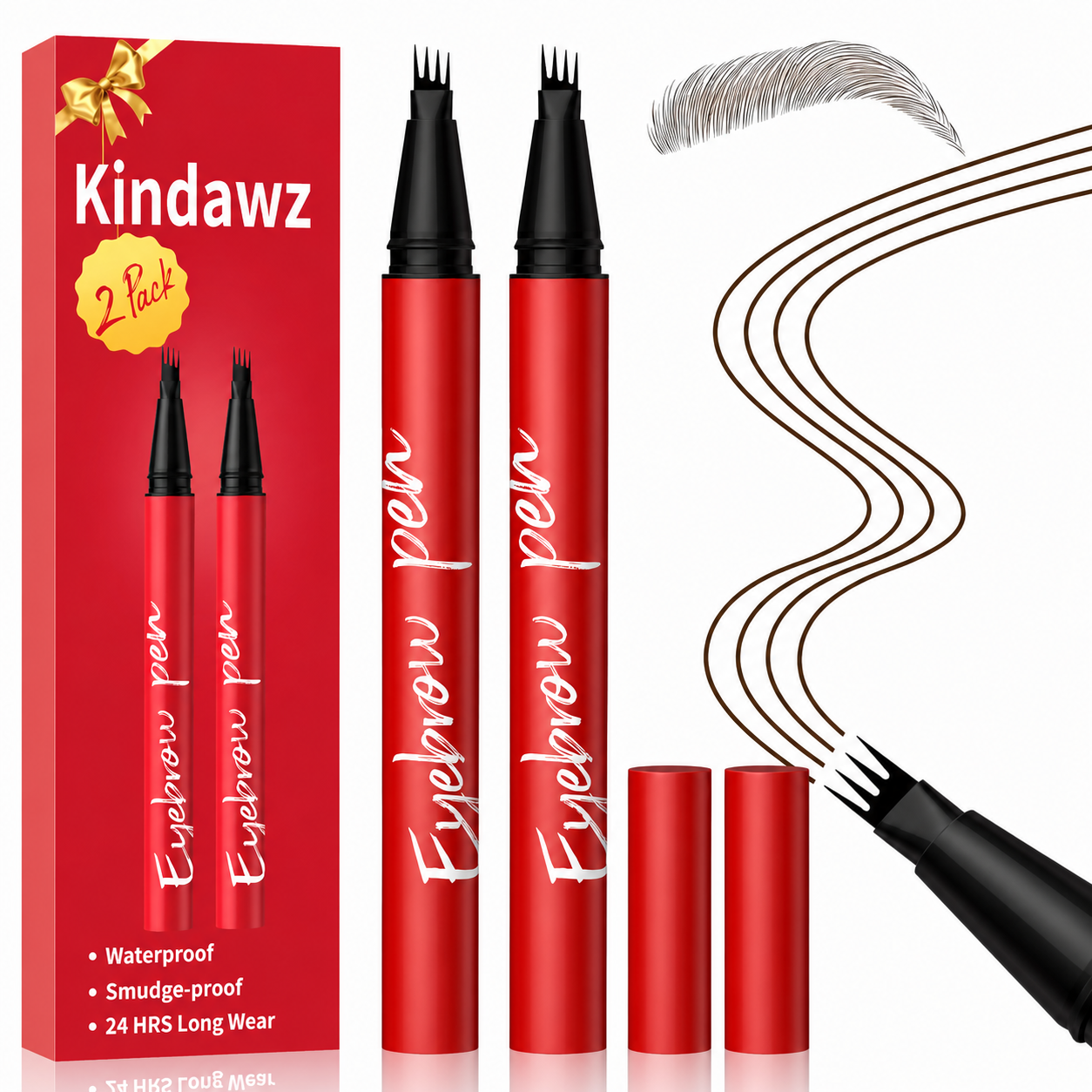 Hair-Like 4-Tip Waterproof Eyebrow Pen (2 Pack)
